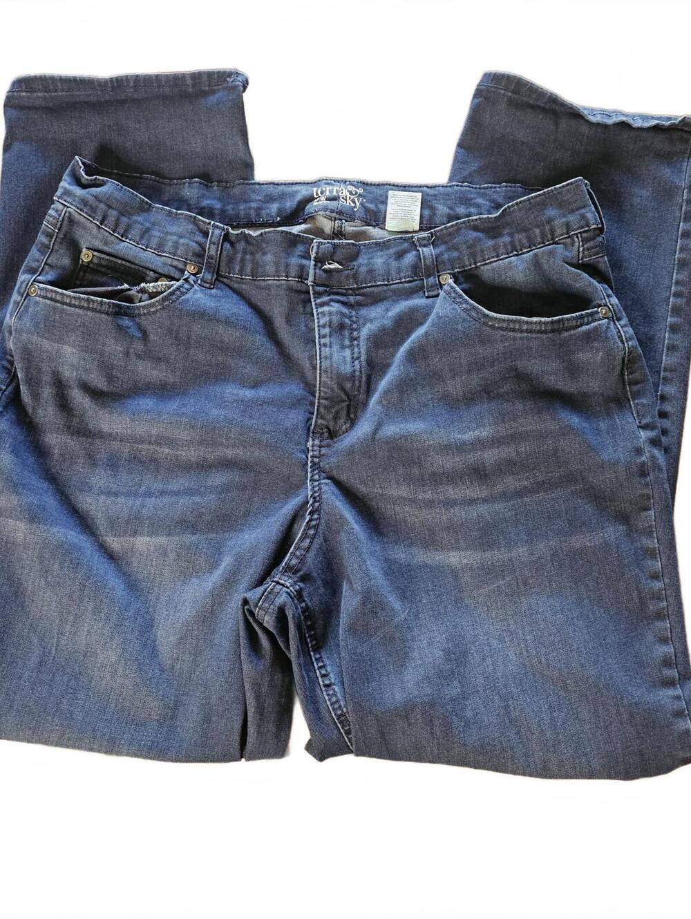 Terra & Sky Women's 18W Straight Stretch Jeans Dark Blue Denim